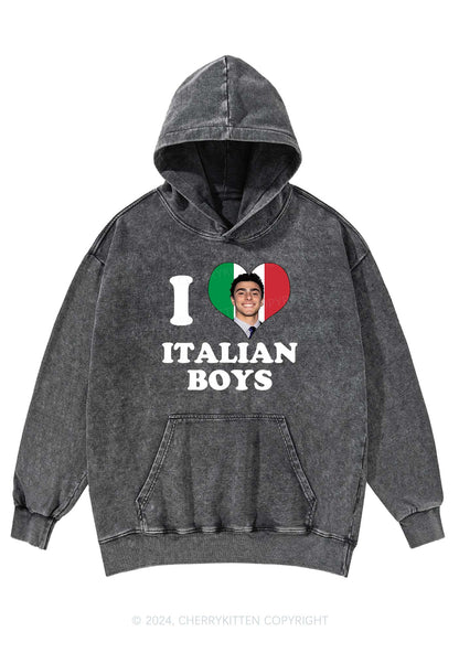 I Love Italian Luigi Y2K Washed Hoodie Cherrykitten