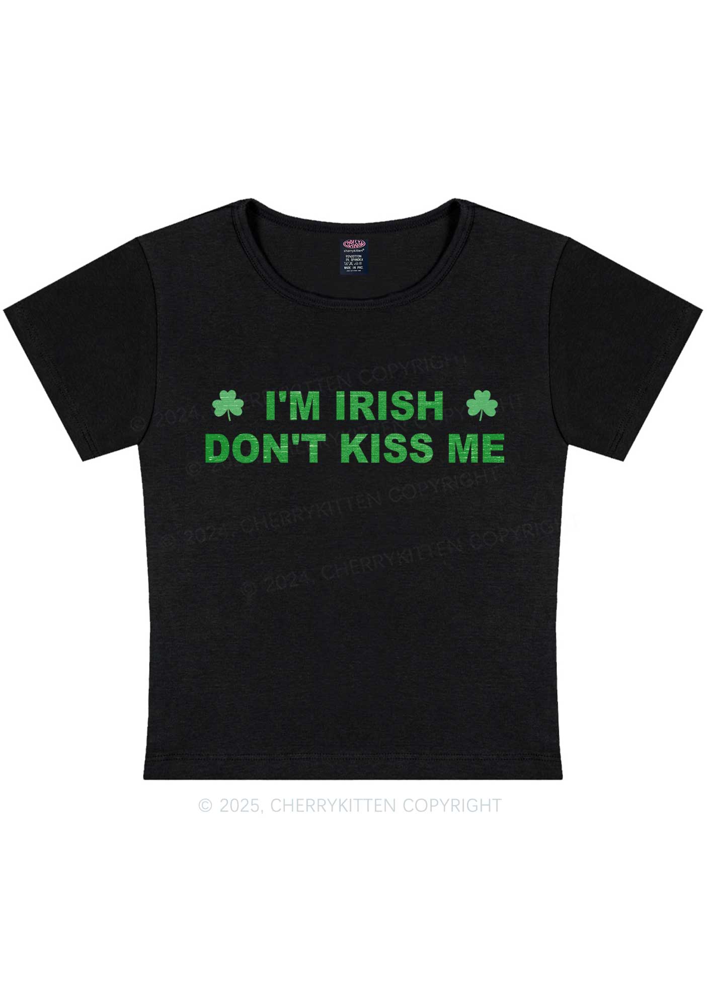 Dont Kiss Irish St Patricks Y2K Baby Tee Cherrykitten