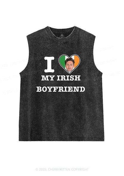 Custom Irish Boyfriend Photo St Patricks Y2K Washed Tank Cherrykitten