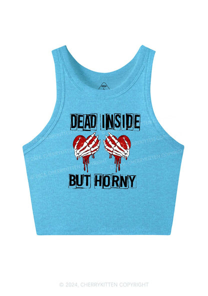 Dead Inside But Hxrny Y2K Valentine's Day Crop Tank Top Cherrykitten