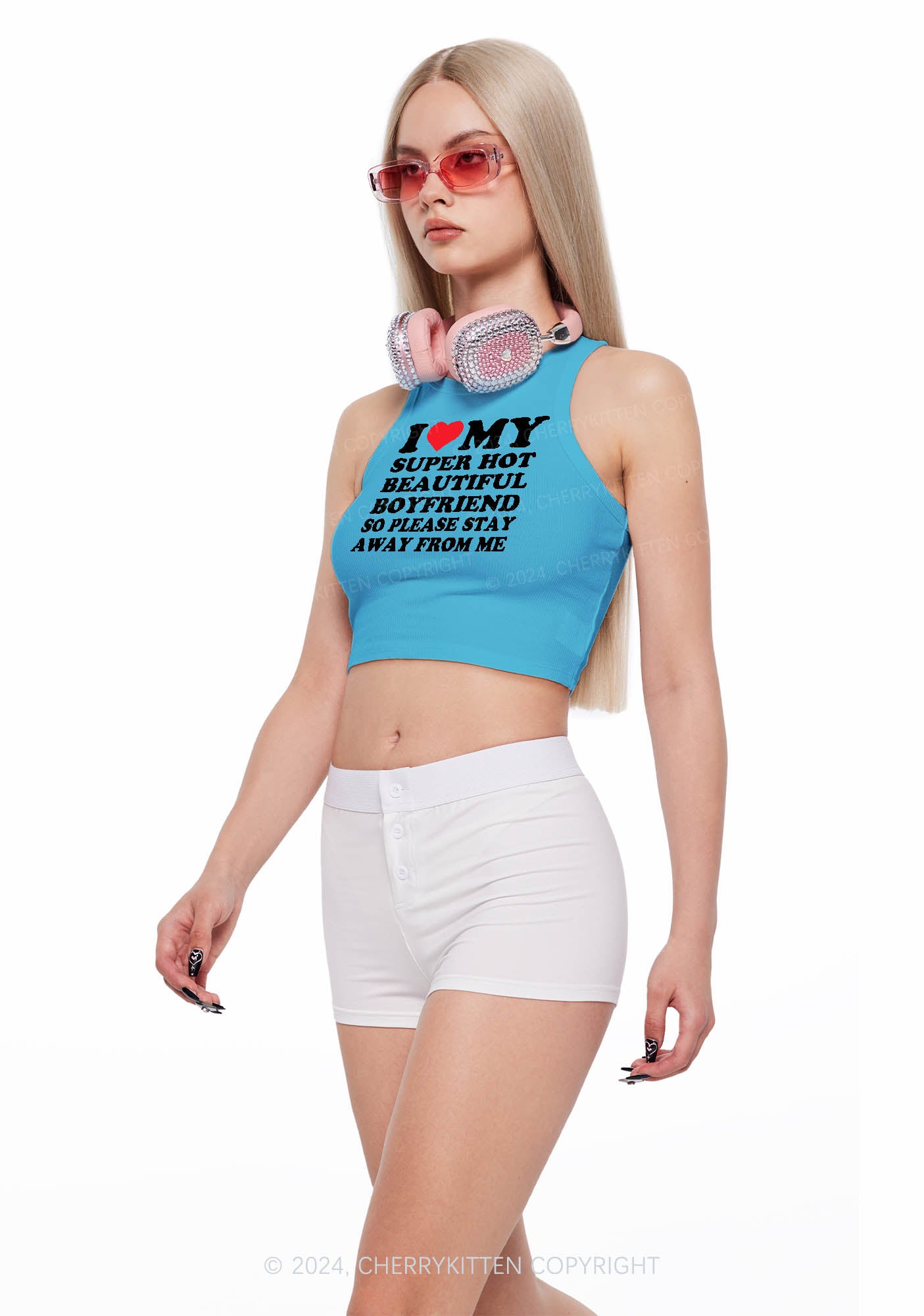 My Super Hot Boyfriend Y2K Valentine's Day Crop Tank Top Cherrykitten