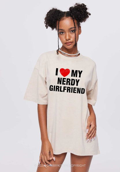 Love My Nerdy Girlfriend Y2K Valentine's Day Washed Tee Cherrykitten