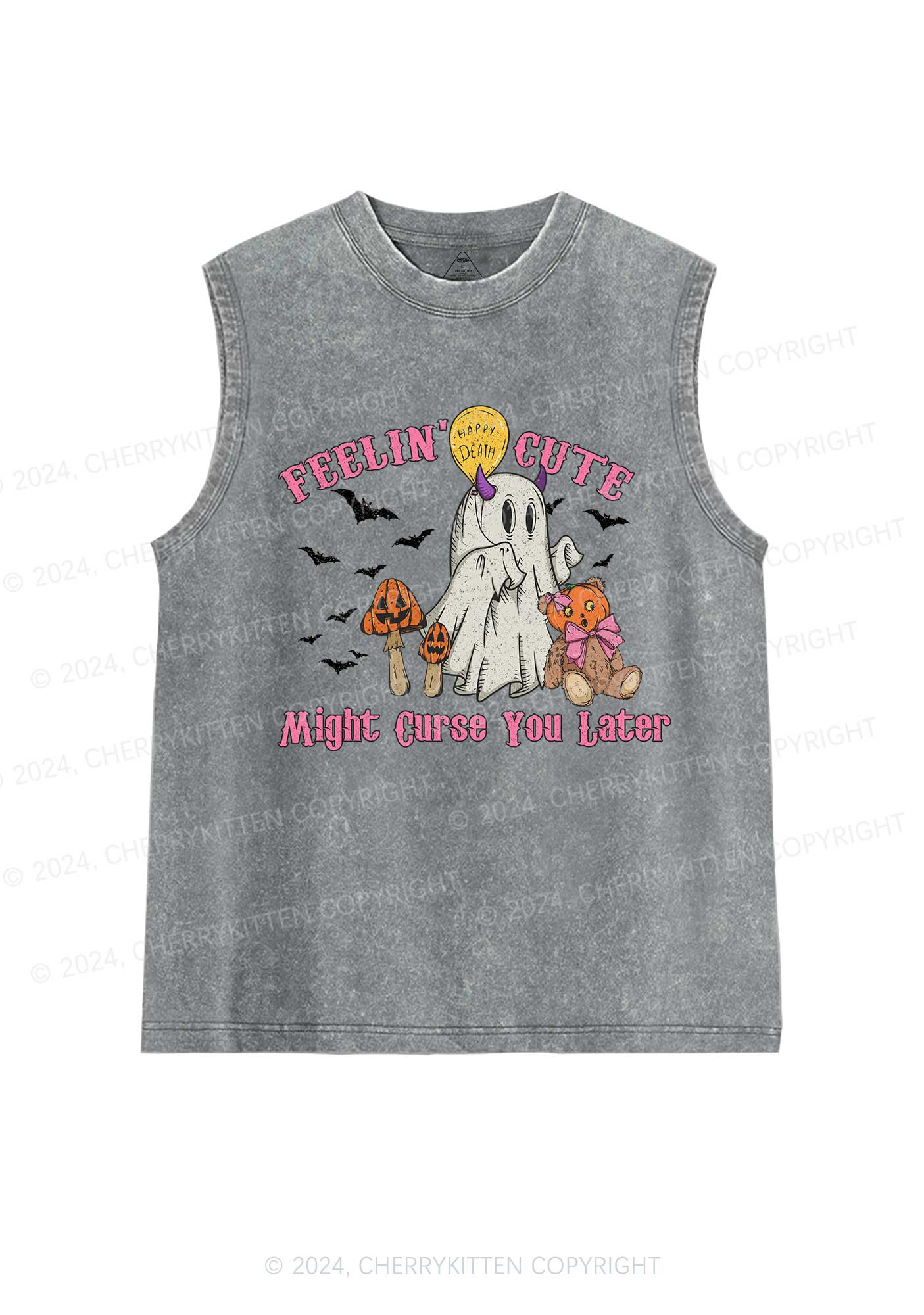 Halloween Feelin Cute Y2K Washed Tank Cherrykitten