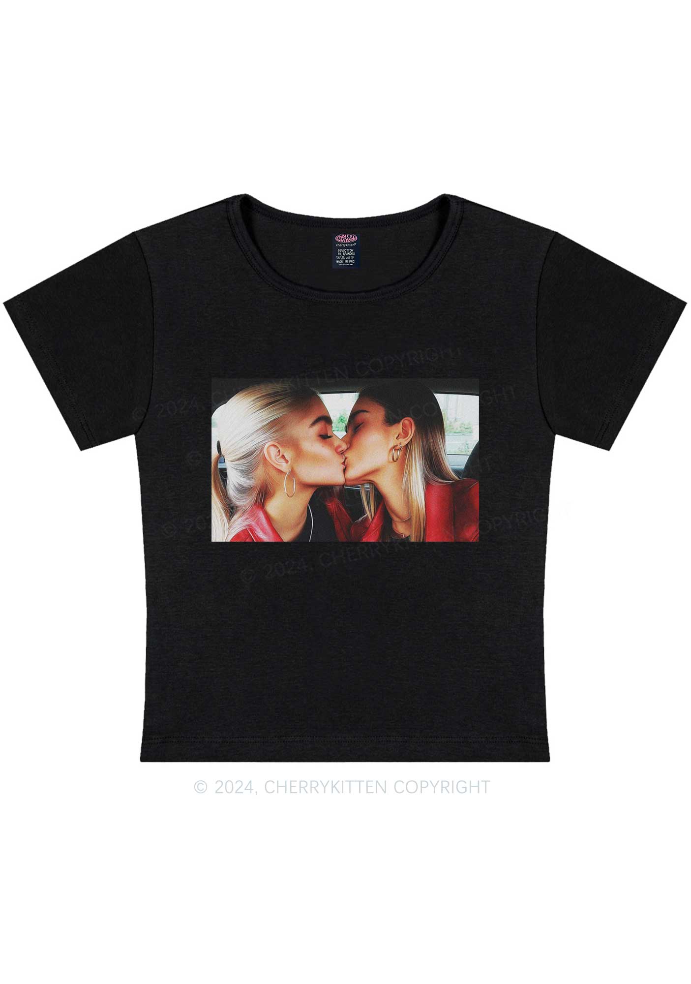 Girls Kiss Y2K Valentine's Day Baby Tee Cherrykitten