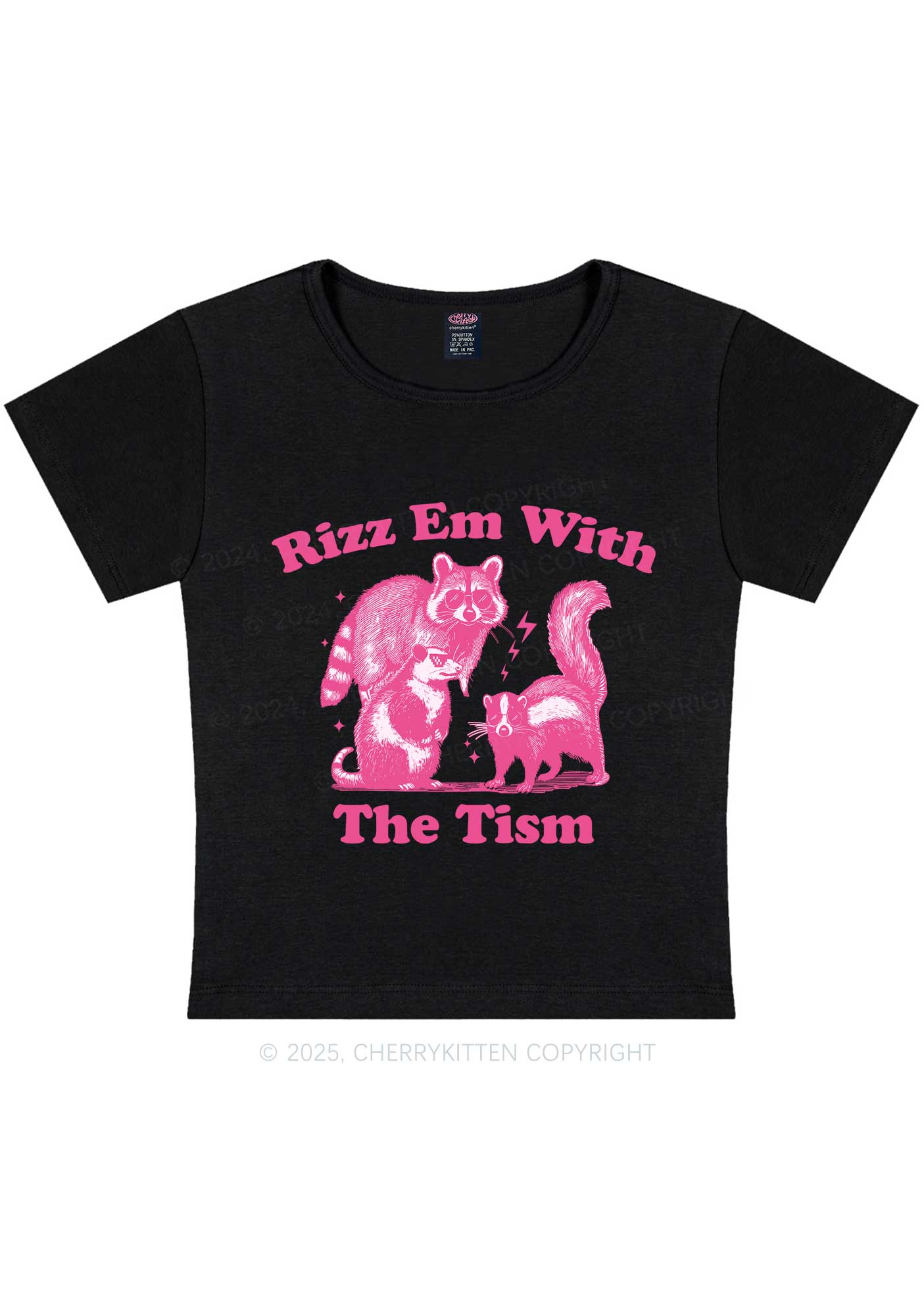 Rizz Em The Tism Y2K Baby Tee Cherrykitten