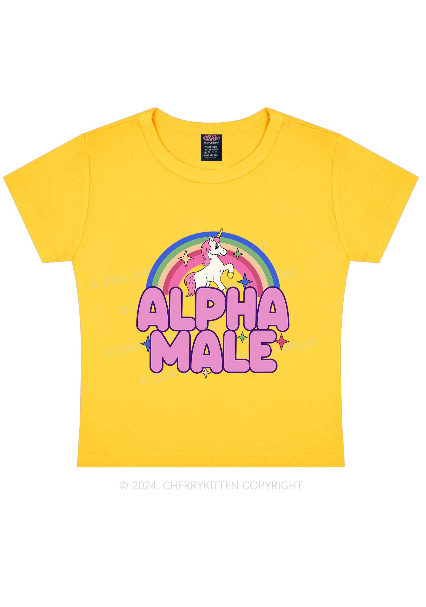 Rainbow Unicorn Alpha Male Y2K Baby Tee Cherrykitten