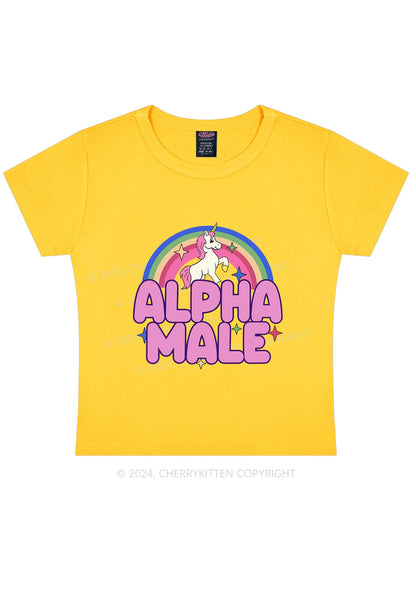 Rainbow Unicorn Alpha Male Y2K Baby Tee Cherrykitten