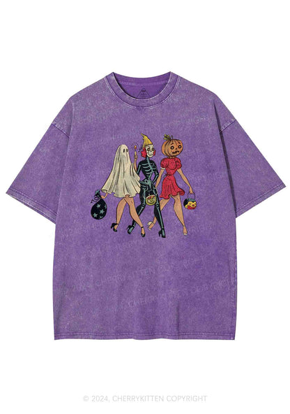 Halloween Ladies Y2K Washed Tee Cherrykitten