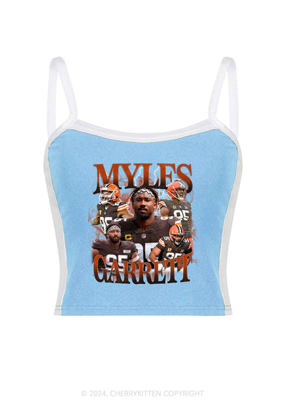 Red Myles Y2K Super Bowl Color Block Crop Cami Top Cherrykitten