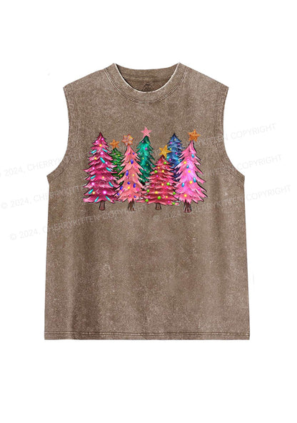 Christmas Pink Tree Y2K Washed Tank Cherrykitten