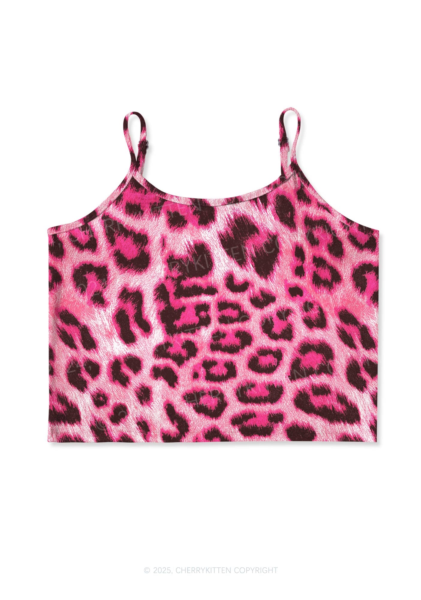 Pink Leopard Y2K Print Cami Crop Top Cherrykitten