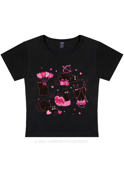 Black Kitten Y2K Valentine's Day Baby Tee Cherrykitten