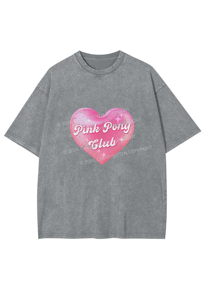 Pink Heart Pony Club Y2K Washed Tee Cherrykitten