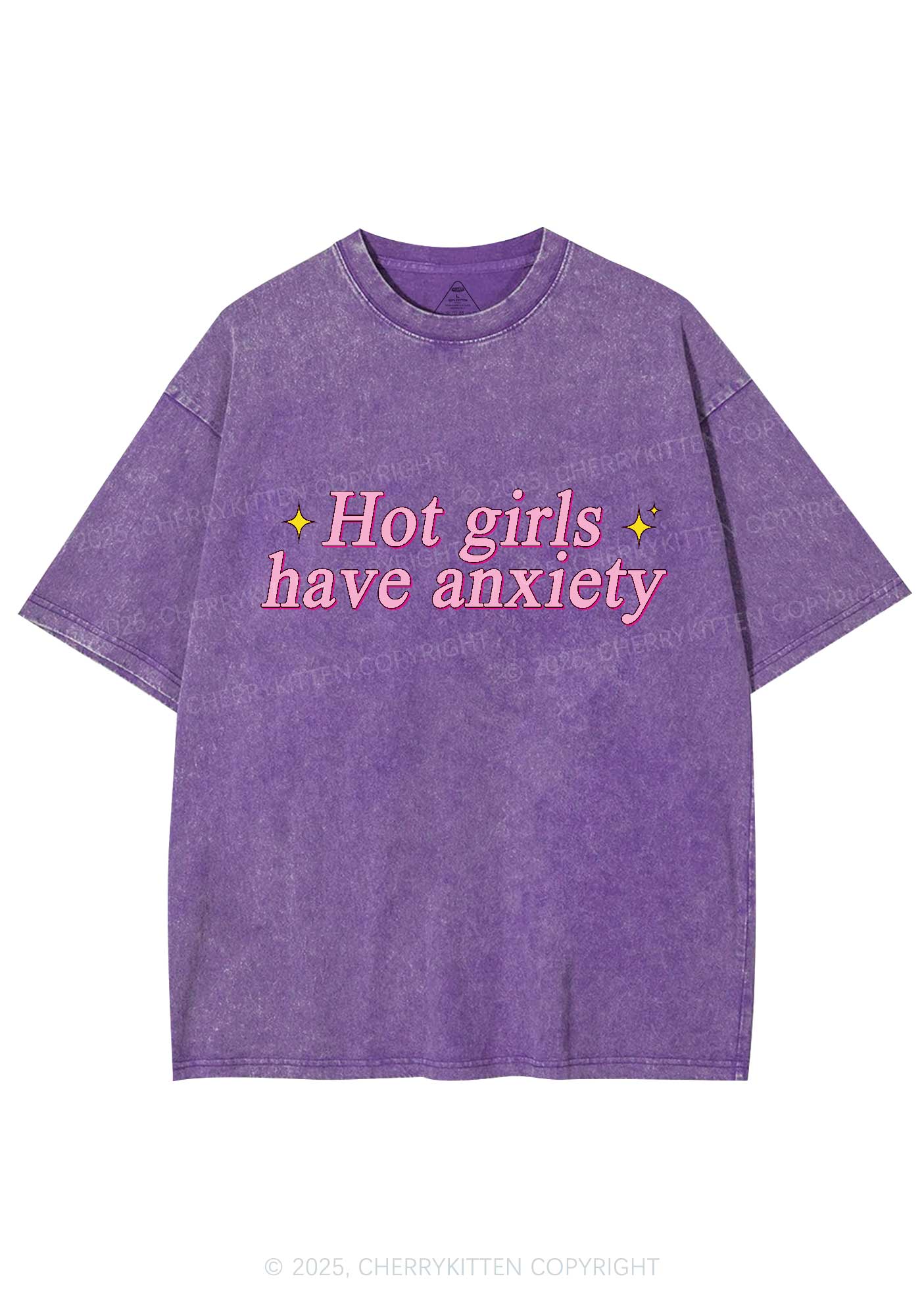 Hot Girls Anxiety Y2K Washed Tee Cherrykitten