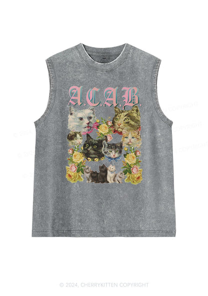 ACAB Cats Are Beautiful Y2K Washed Tank Cherrykitten