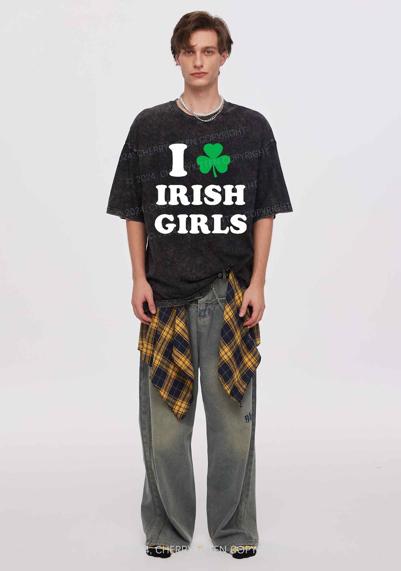 Irish Girls St Patricks Y2K Washed Tee Cherrykitten