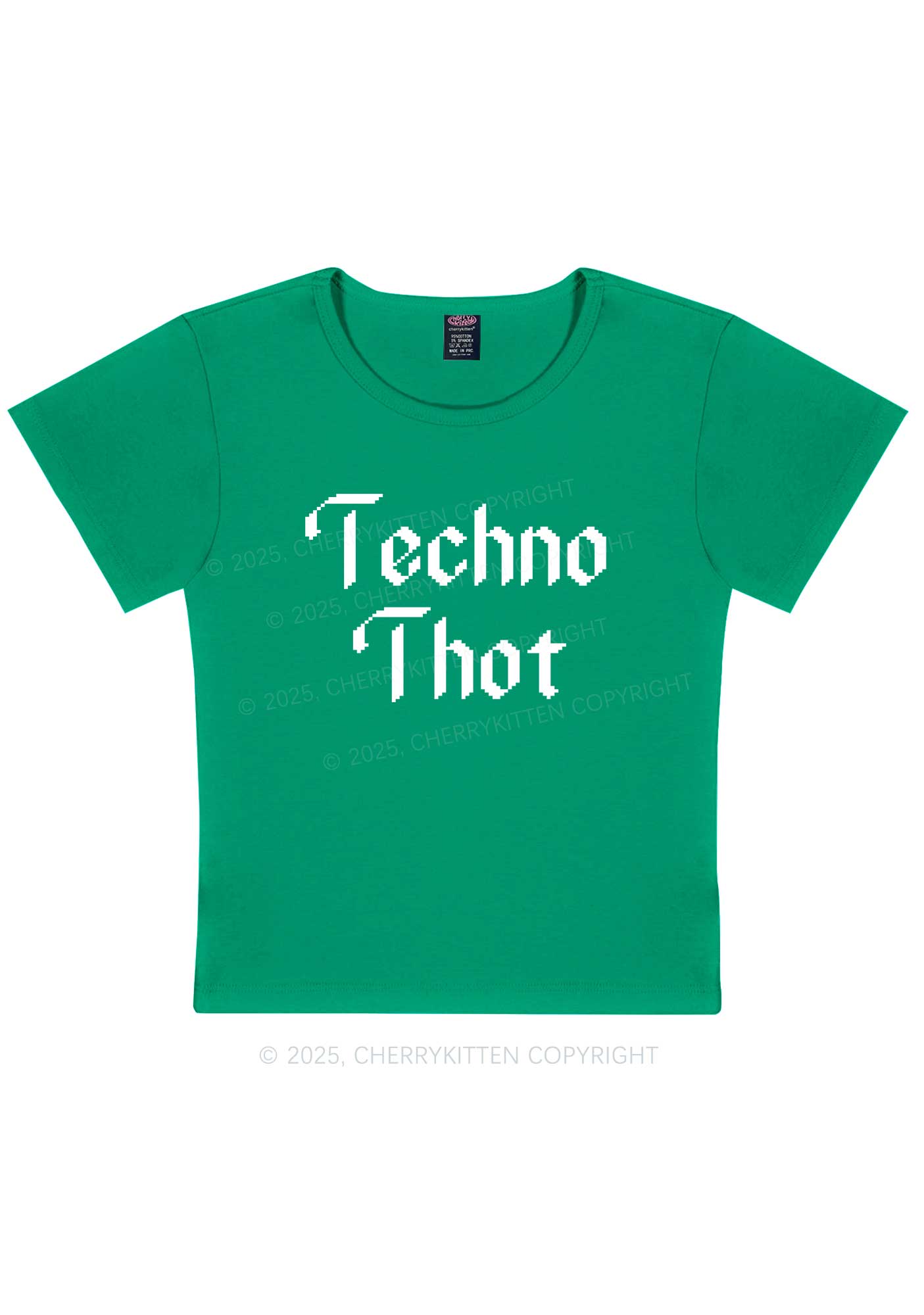 Techno Thot Y2K Baby Tee Cherrykitten