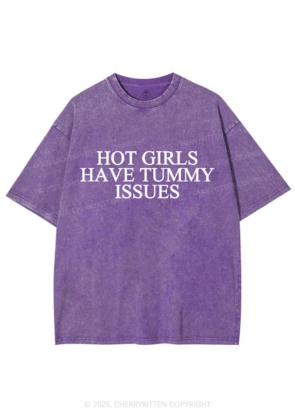 Hot Girls Have Tummy Issues Y2K Washed Tee Cherrykitten