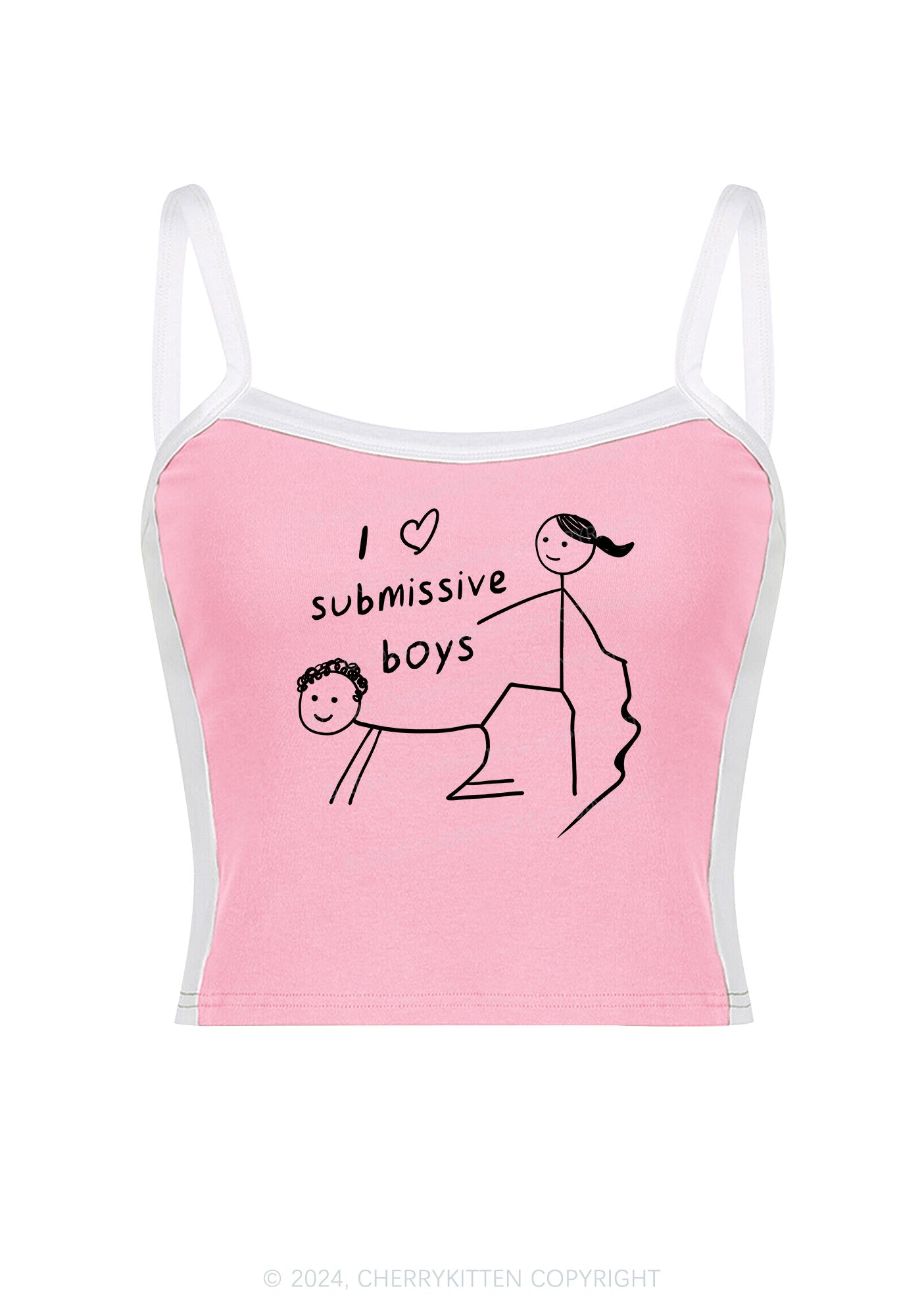 I Love S Boys Y2K Color Block Crop Cami Top Cherrykitten