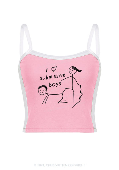 I Love S Boys Y2K Color Block Crop Cami Top Cherrykitten