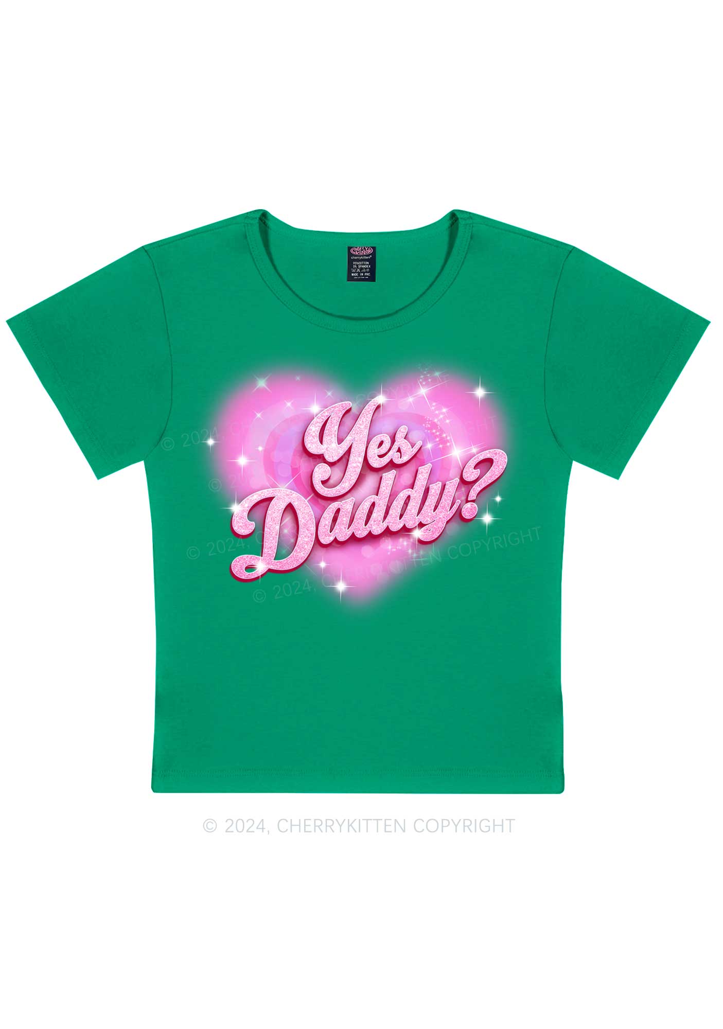 Pink Yes Daddy Y2K Valentine's Day Baby Tee Cherrykitten