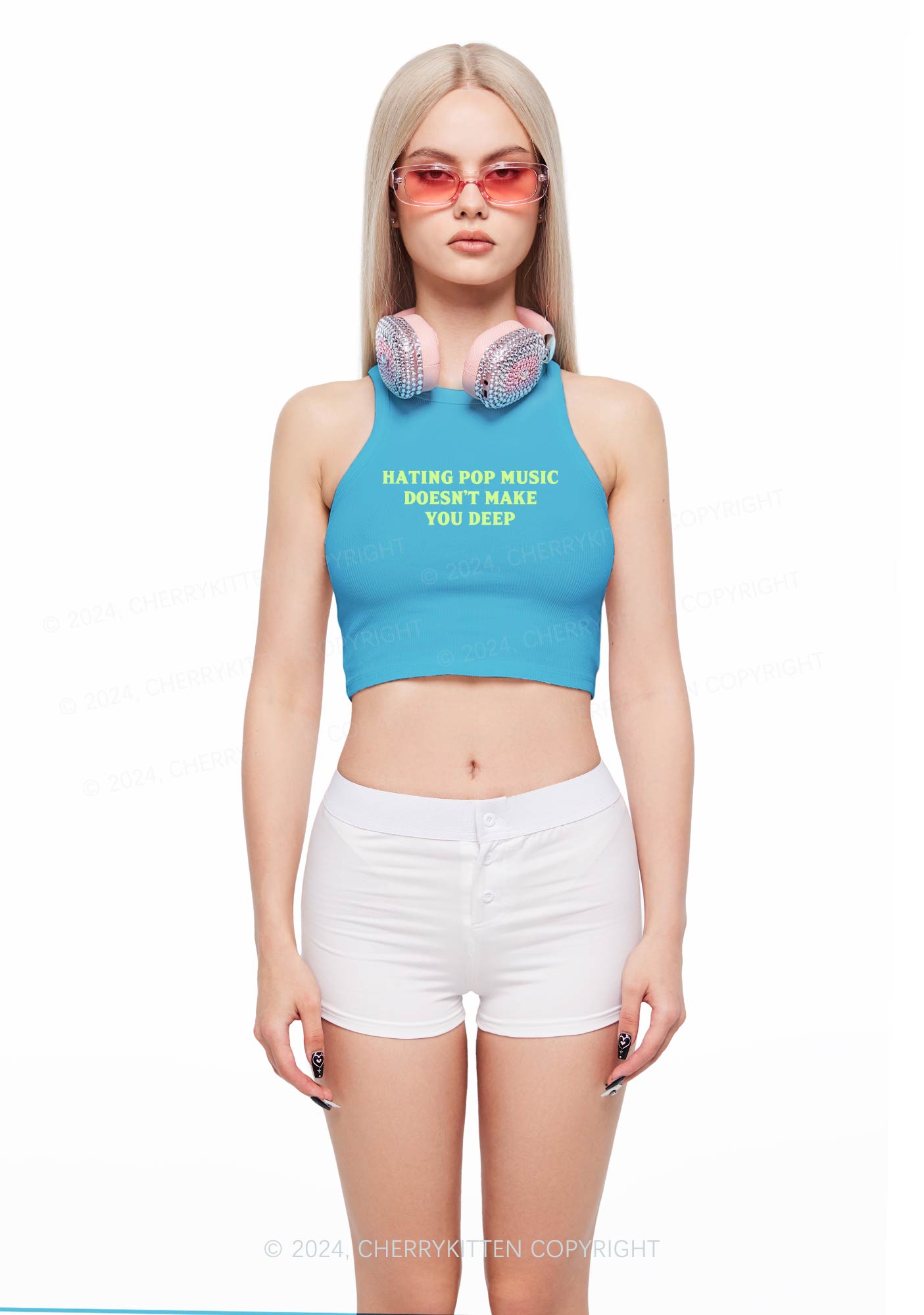 Hating Pop Music Y2K Crop Tank Top Cherrykitten