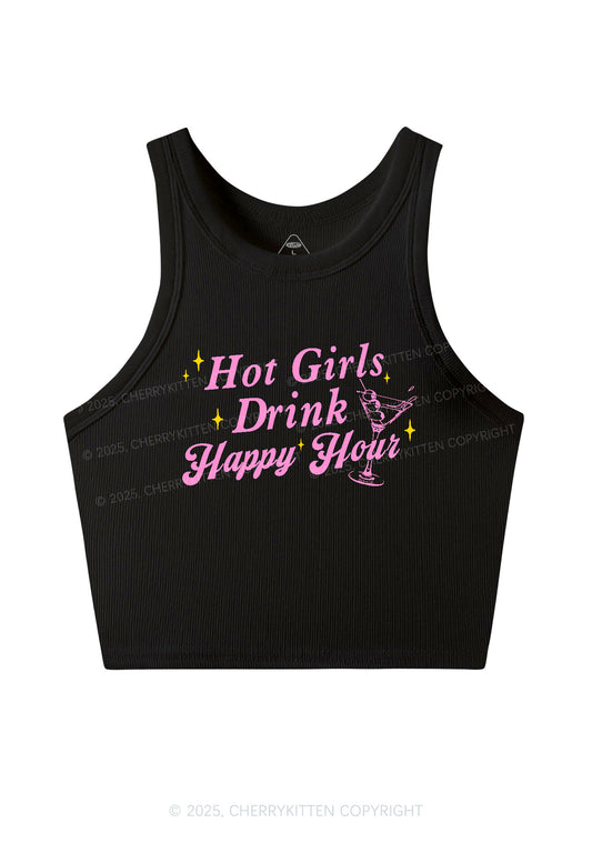 Hot Girls Drink Happy Hour Y2K Crop Tank Top Cherrykitten