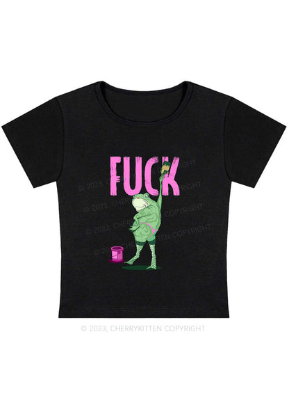 Curvy Frog Painting Fxck Y2K Baby Tee Cherrykitten