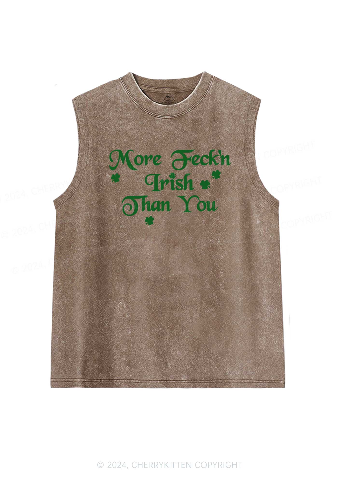 More Feckn Irish Than You St Patricks Y2K Washed Tank Cherrykitten