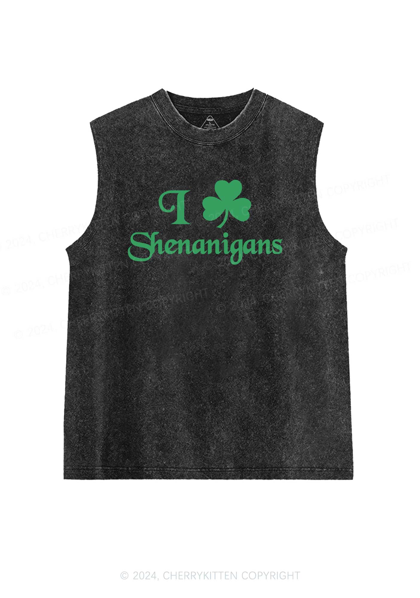 I Love Shenanigans St Patricks Y2K Washed Tank Cherrykitten