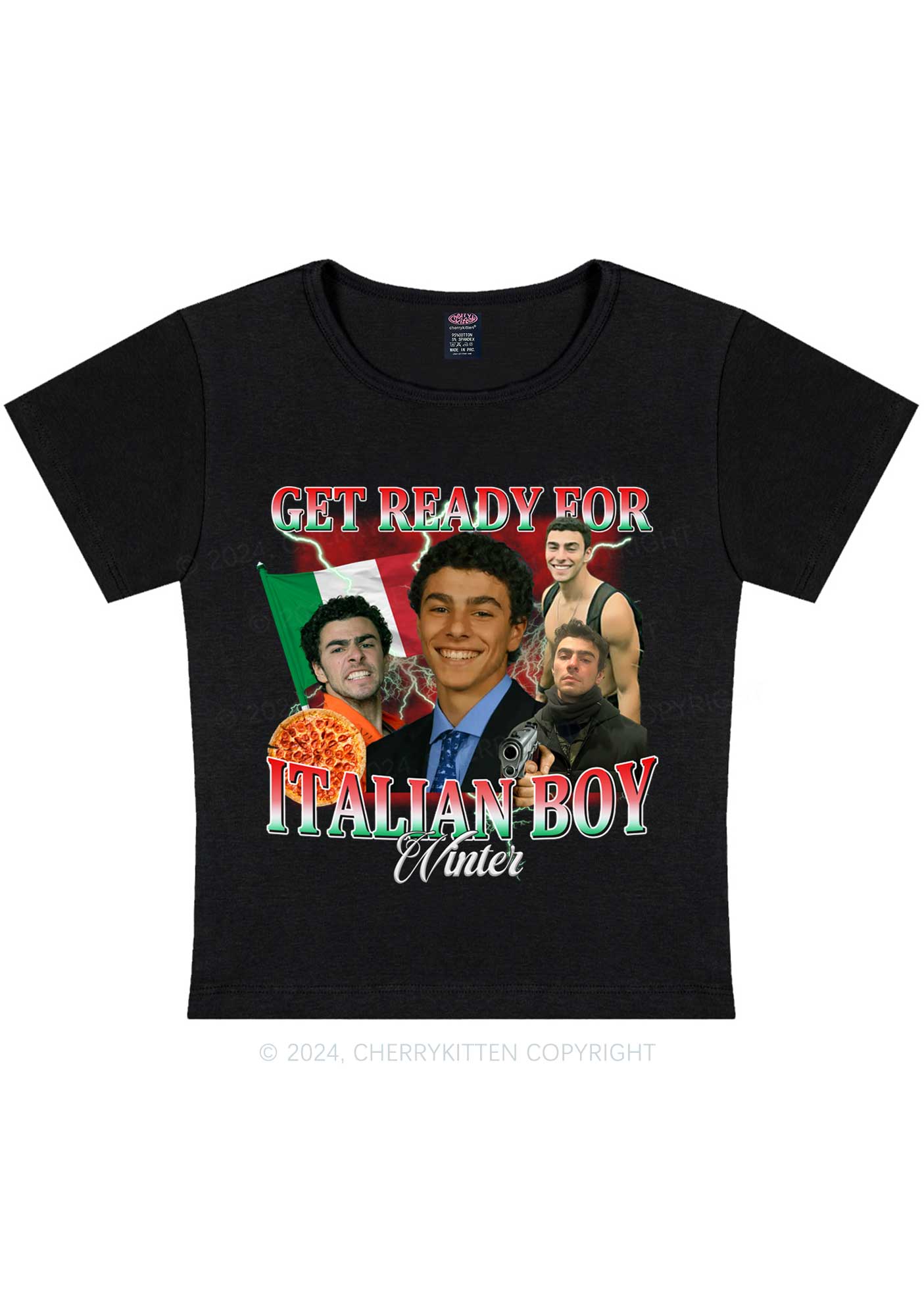 Italian Boy Winter Luigi Y2K Baby Tee Cherrykitten