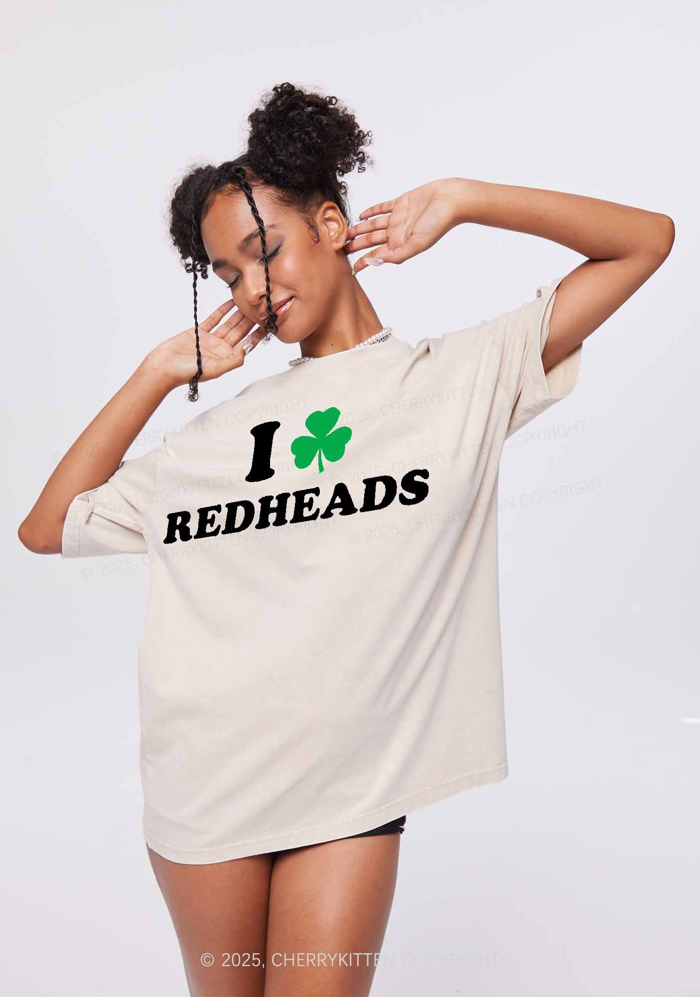 I Love Redheads St Patricks Y2K Washed Tee Cherrykitten