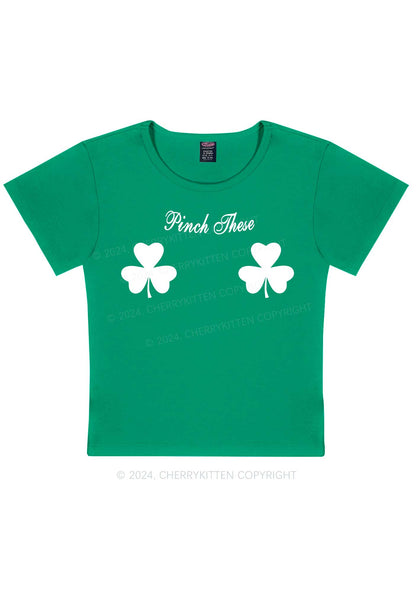 Pinch These St Patricks Y2K Baby Tee Cherrykitten