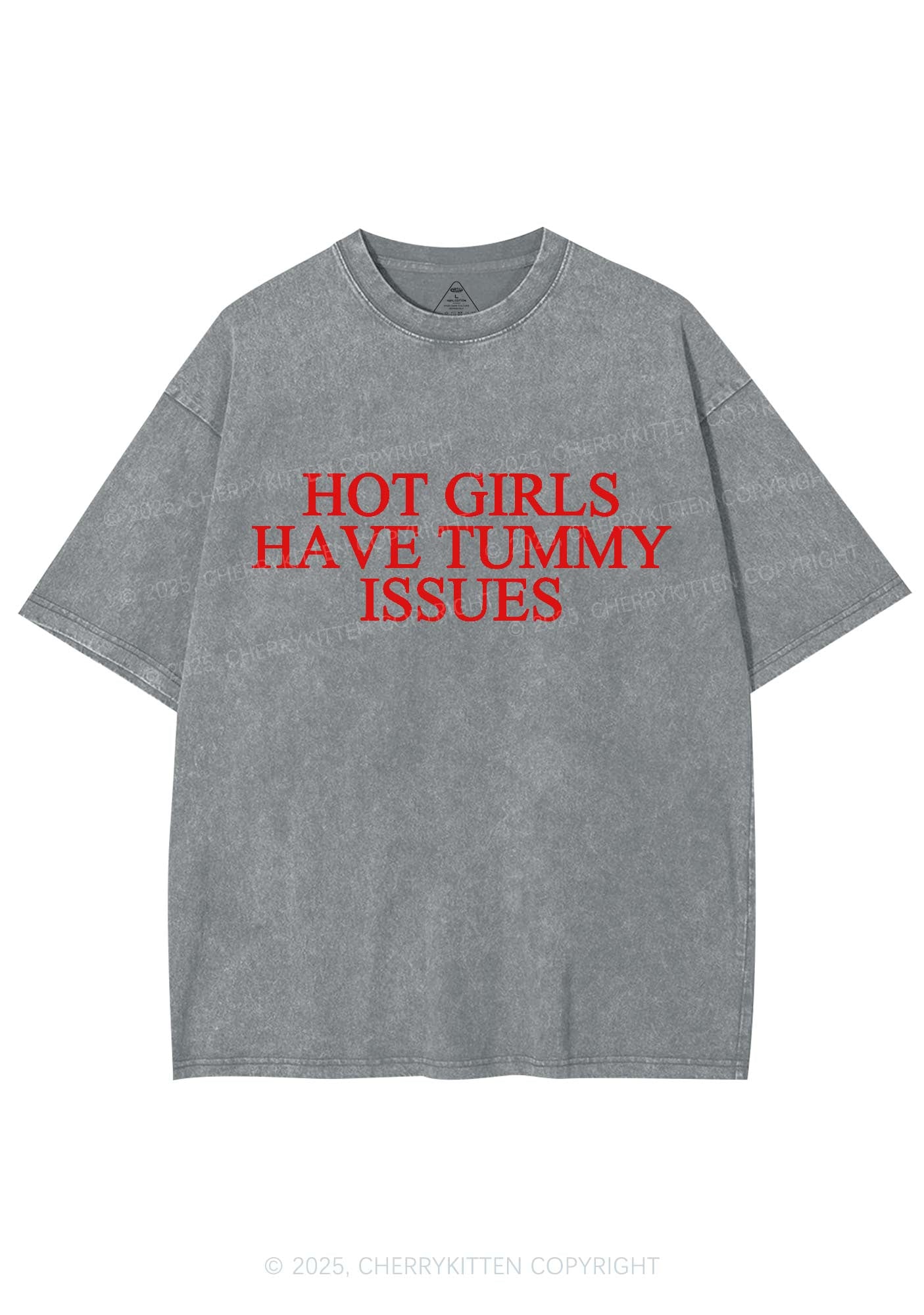 Hot Girls Have Tummy Issues Y2K Washed Tee Cherrykitten