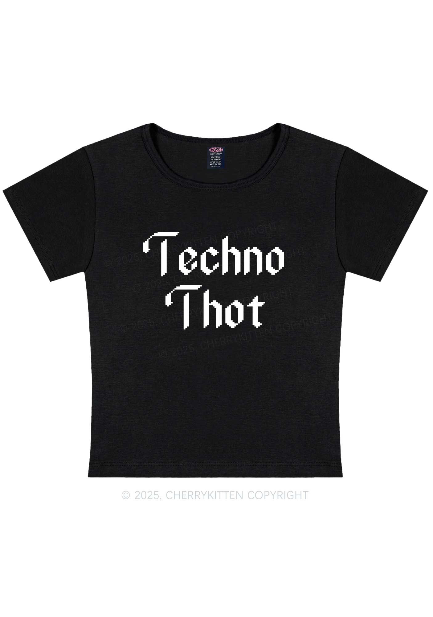 Techno Thot Y2K Baby Tee Cherrykitten