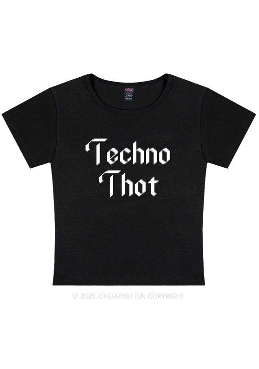 Techno Thot Y2K Baby Tee Cherrykitten