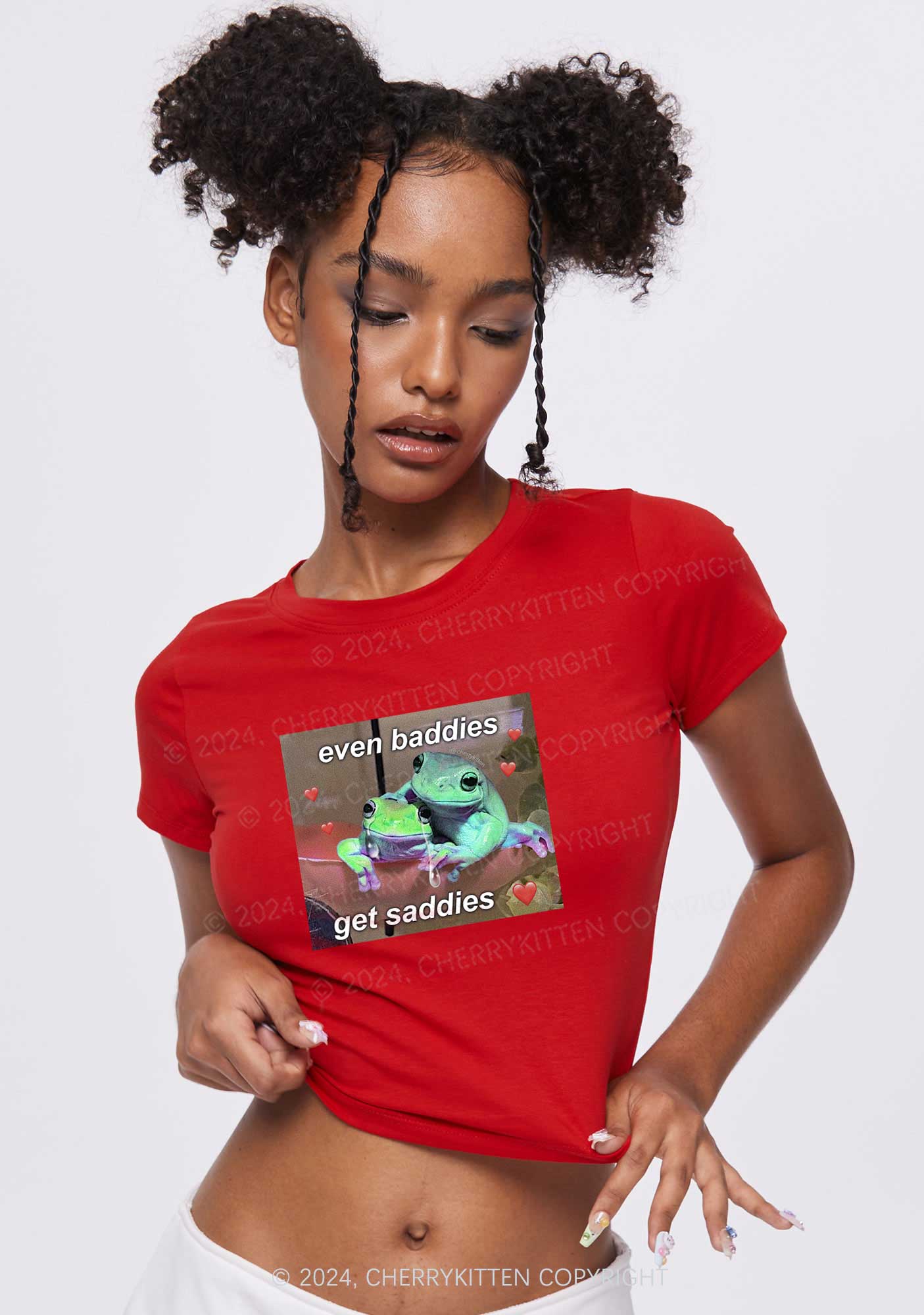 Two Baddie Frogs Y2K Baby Tee Cherrykitten