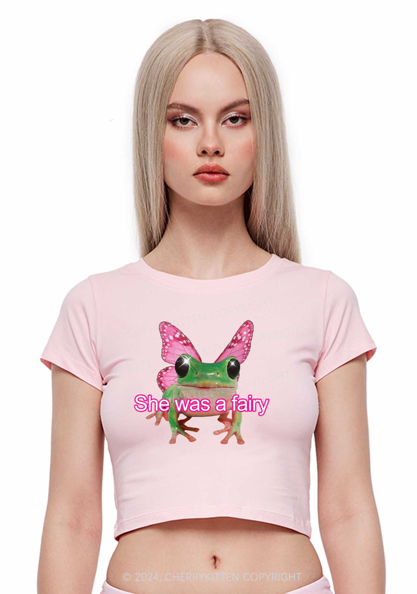 Fairy Frog Y2K Baby Tee Cherrykitten