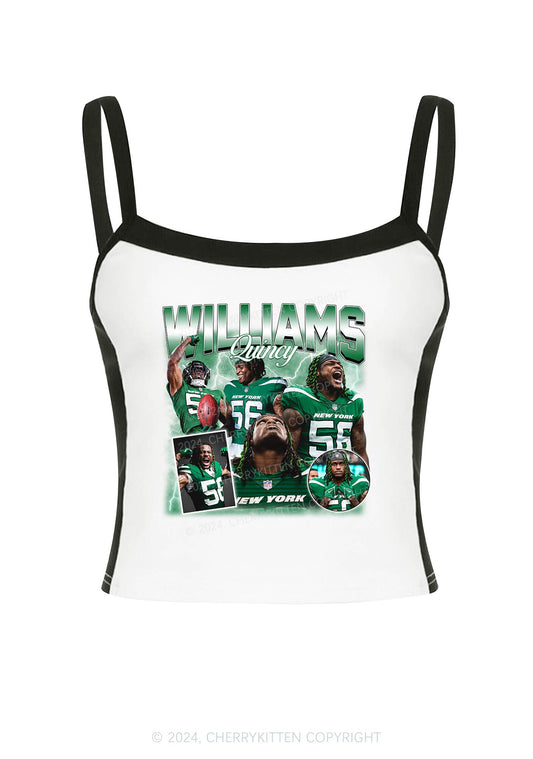 Green Williams Y2K Super Bowl Color Block Crop Cami Top Cherrykitten