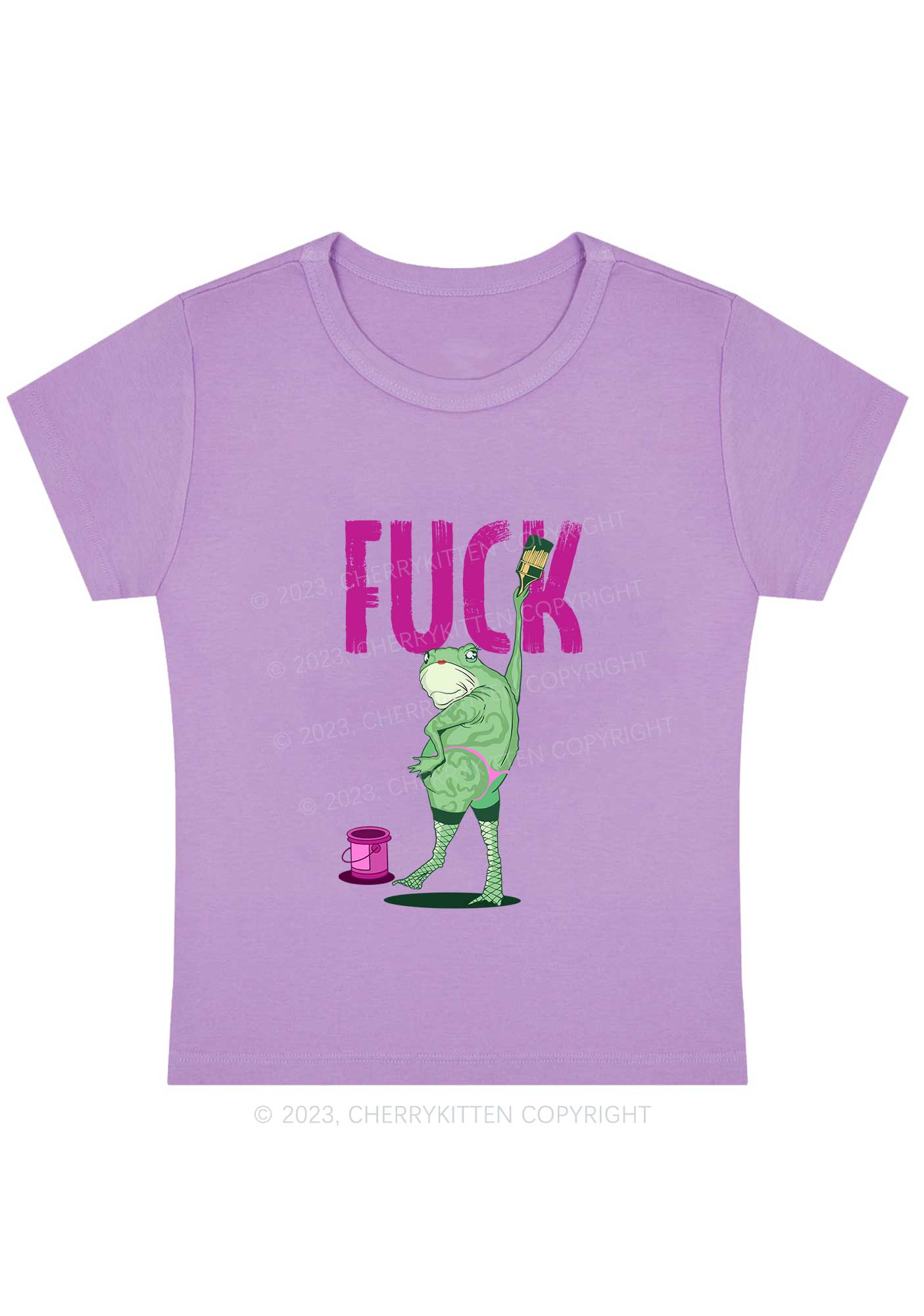 Curvy Frog Painting Fxck Y2K Baby Tee Cherrykitten