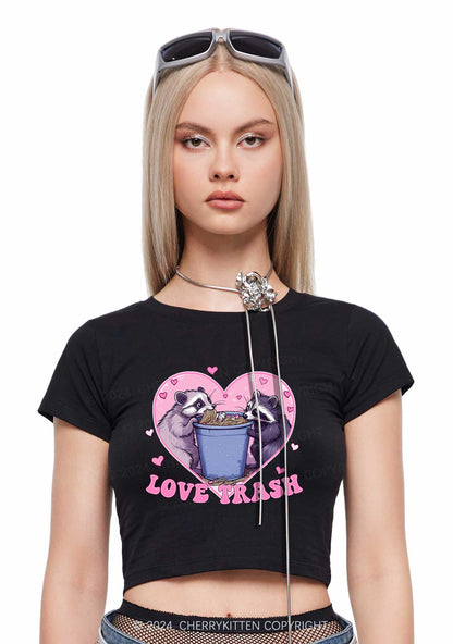 Love Trash Raccoon Y2K Valentine's Day Baby Tee Cherrykitten