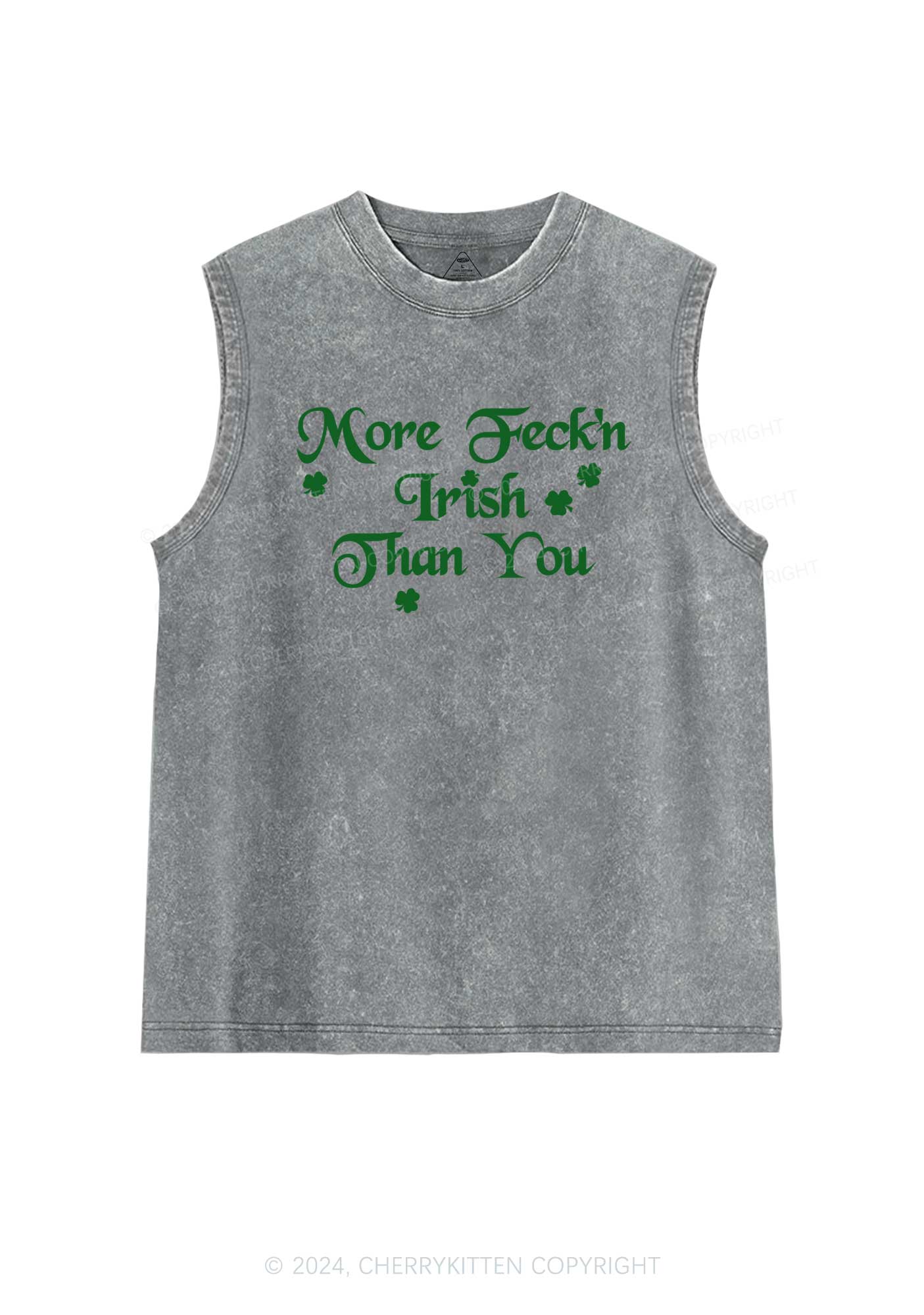 More Feckn Irish Than You St Patricks Y2K Washed Tank Cherrykitten