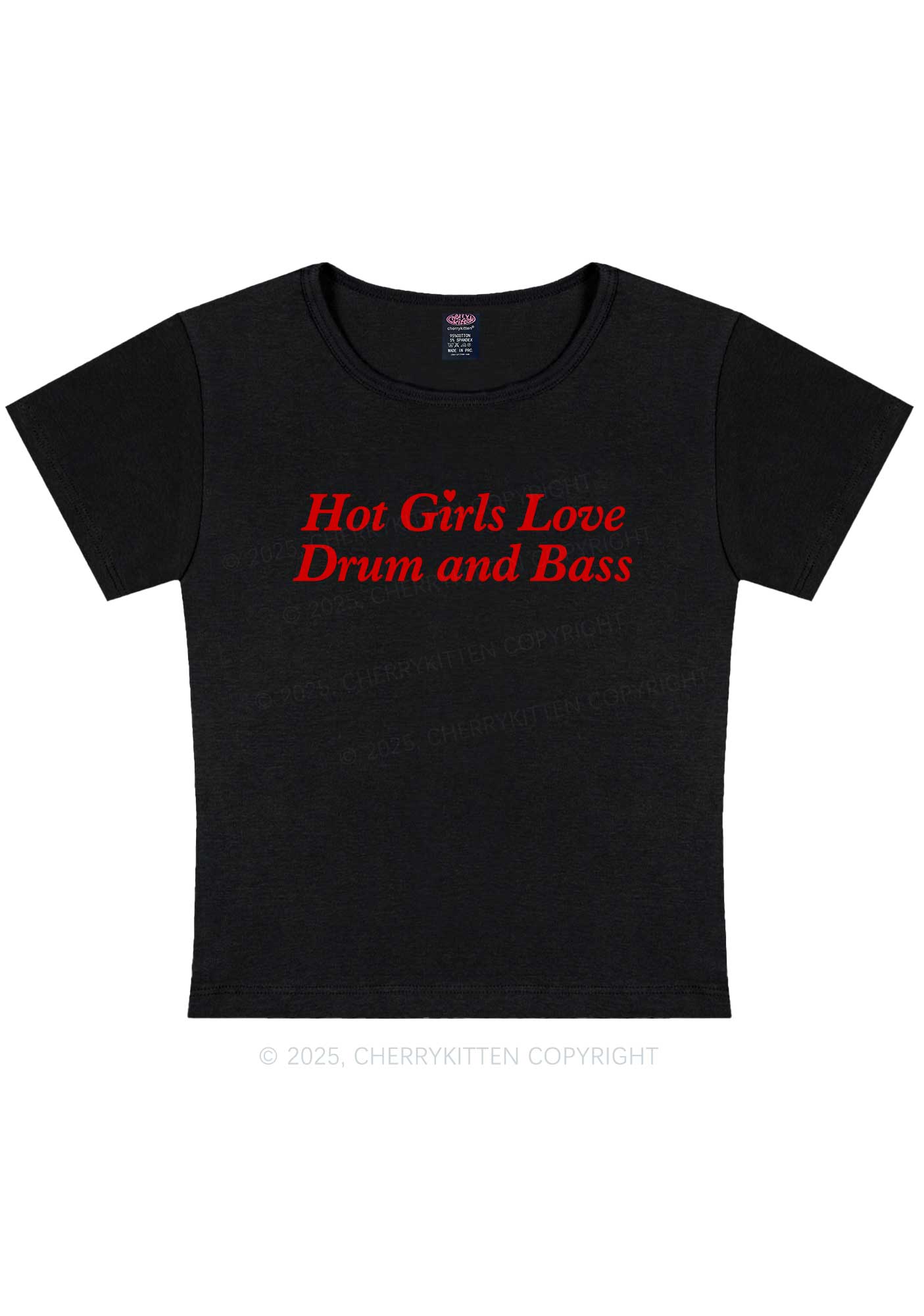 Hot Girls Love Drum And Bass Y2K Baby Tee Cherrykitten