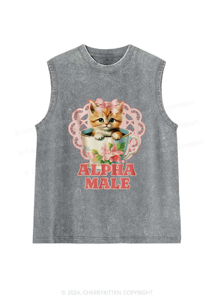 Alpha Male Cup Kitten Y2K Washed Tank Cherrykitten