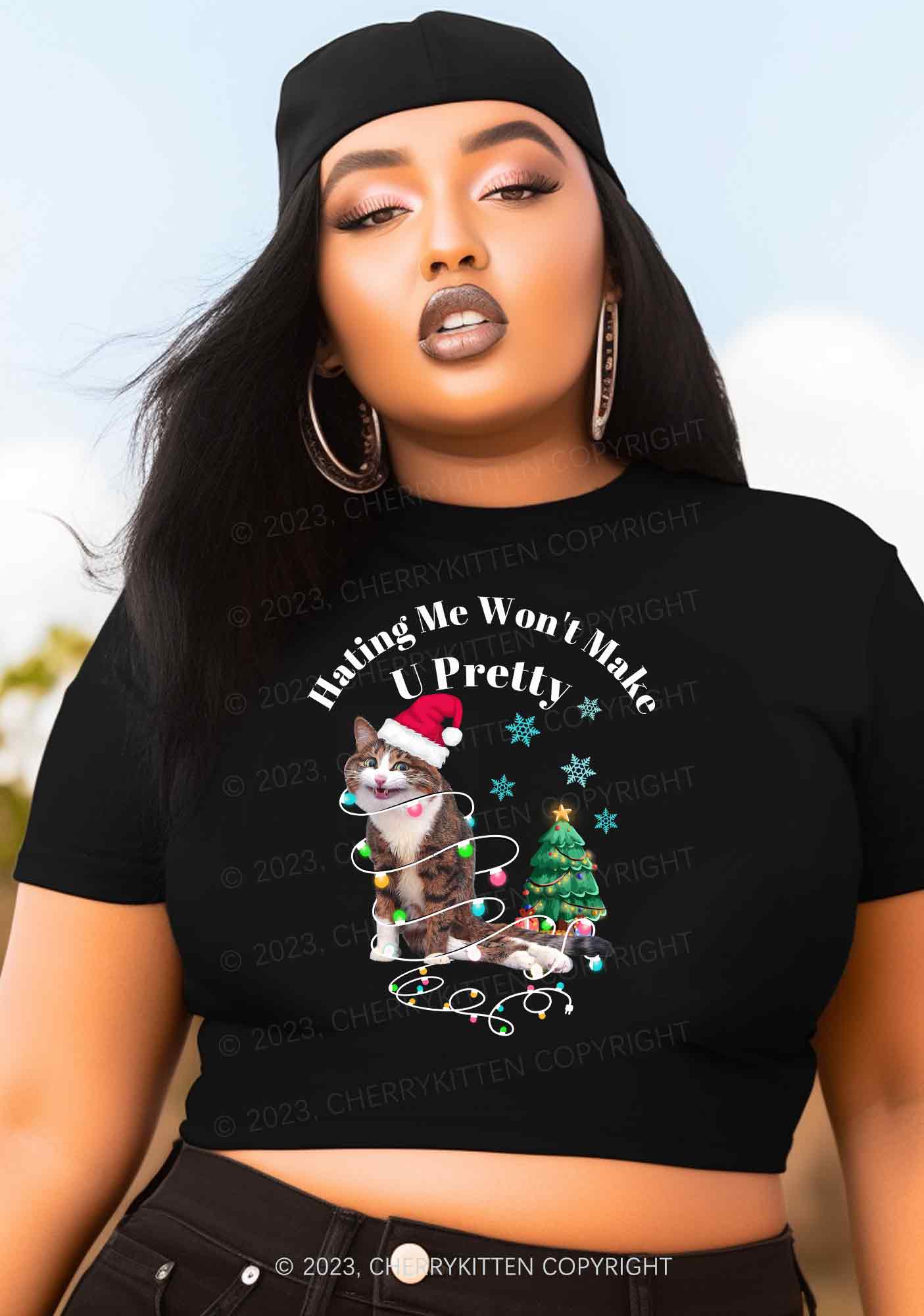 Hating Me Won't Make U Pretty Christmas Y2K Baby Tee Cherrykitten