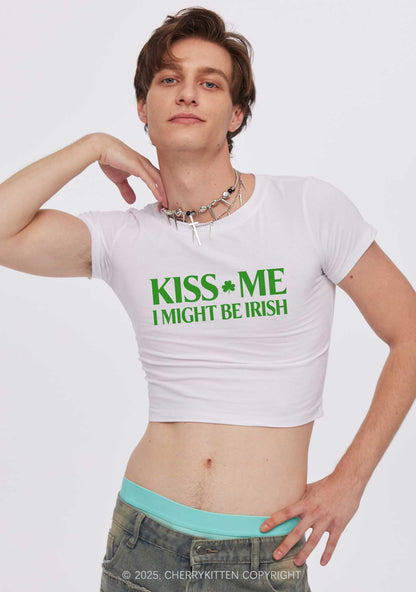 Kiss Me St Patricks Y2K Baby Tee Cherrykitten