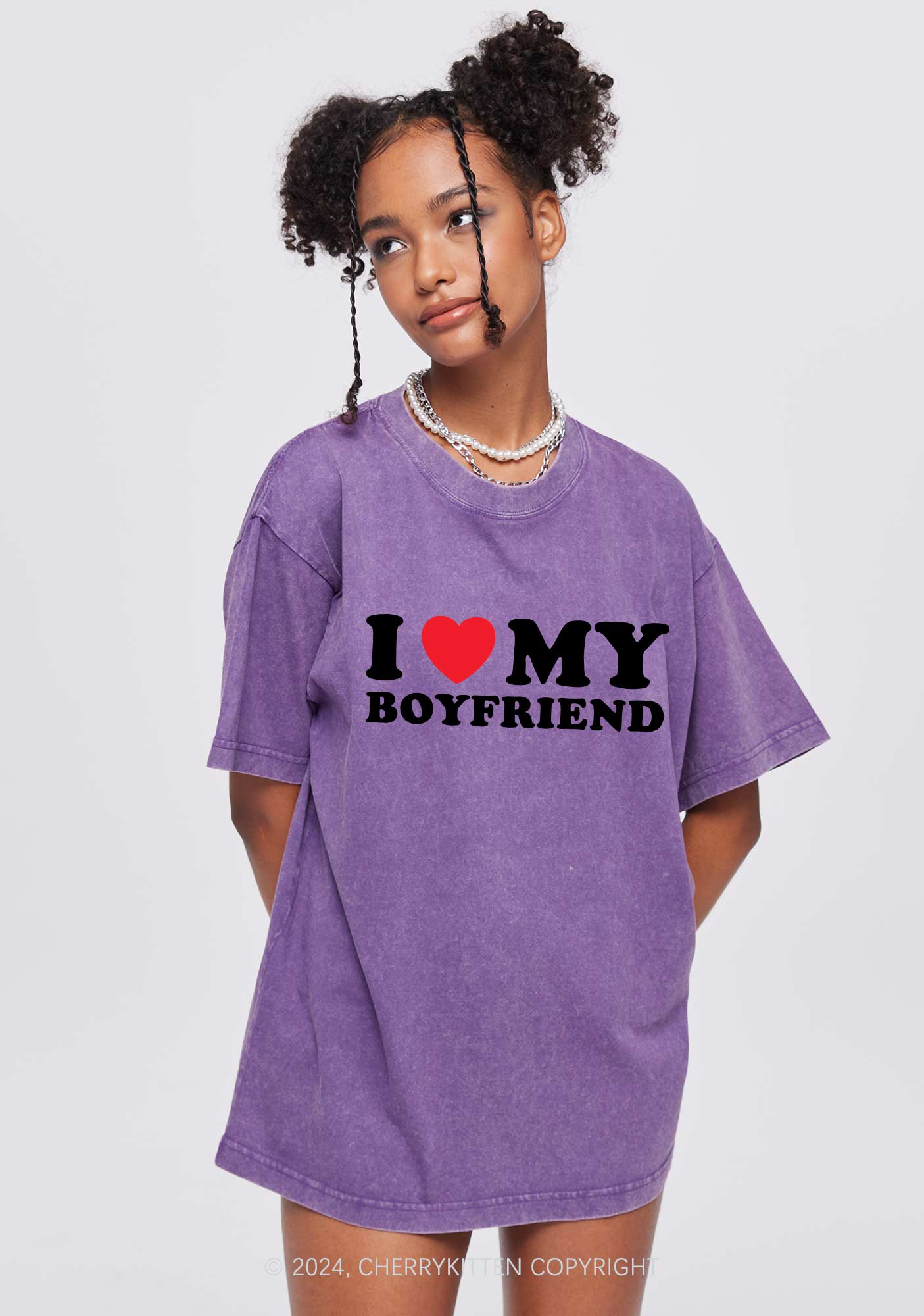 I Love Boyfriend Y2K Valentine's Day Washed Tee Cherrykitten