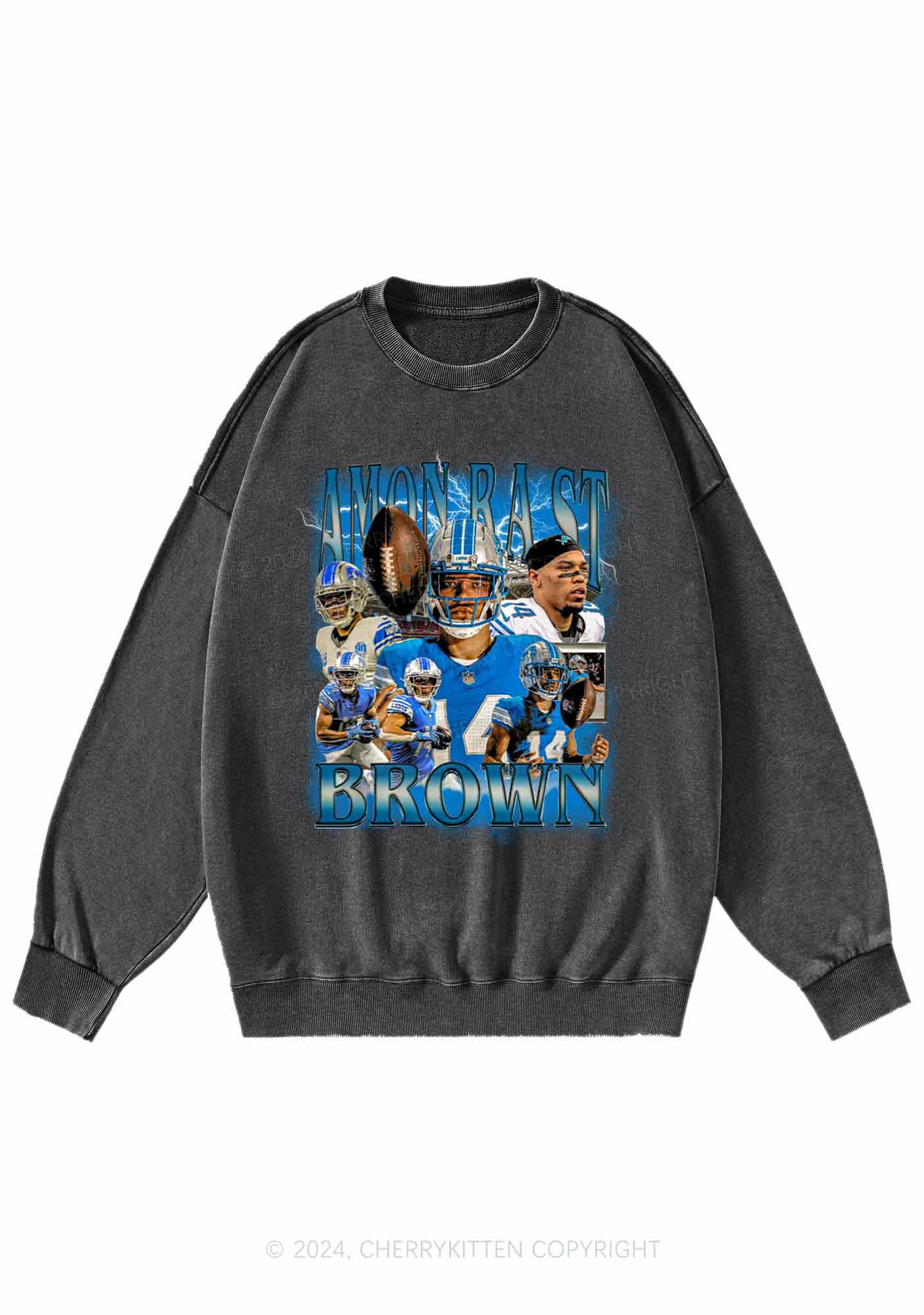 Brown Football Y2K Super Bowl Washed Sweatshirts Cherrykitten