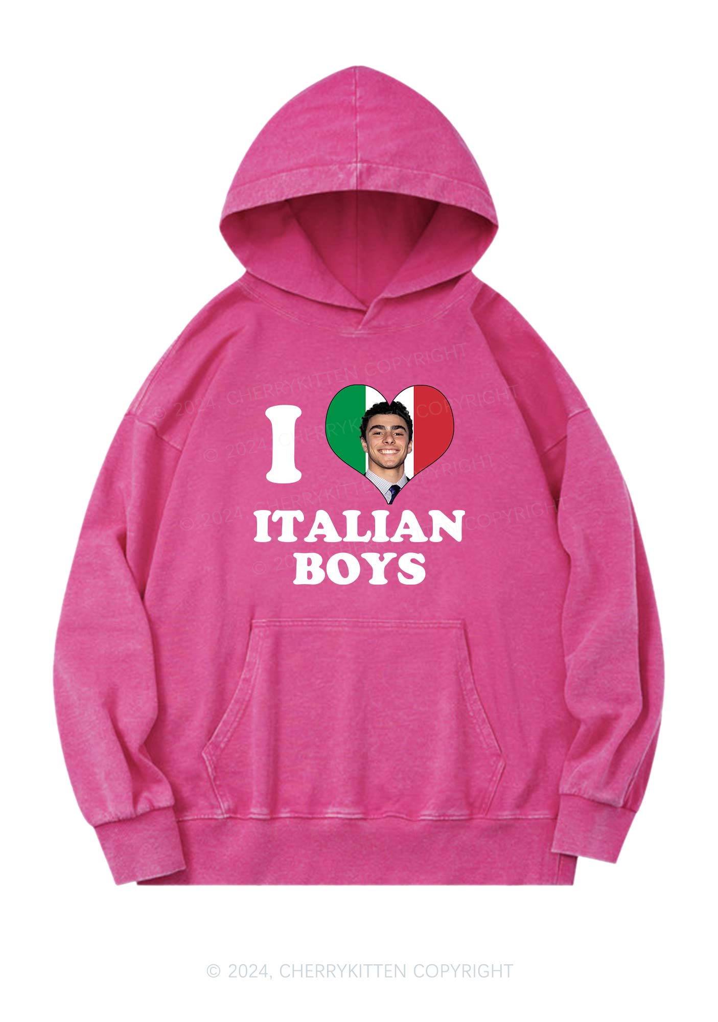 I Love Italian Luigi Y2K Washed Hoodie Cherrykitten