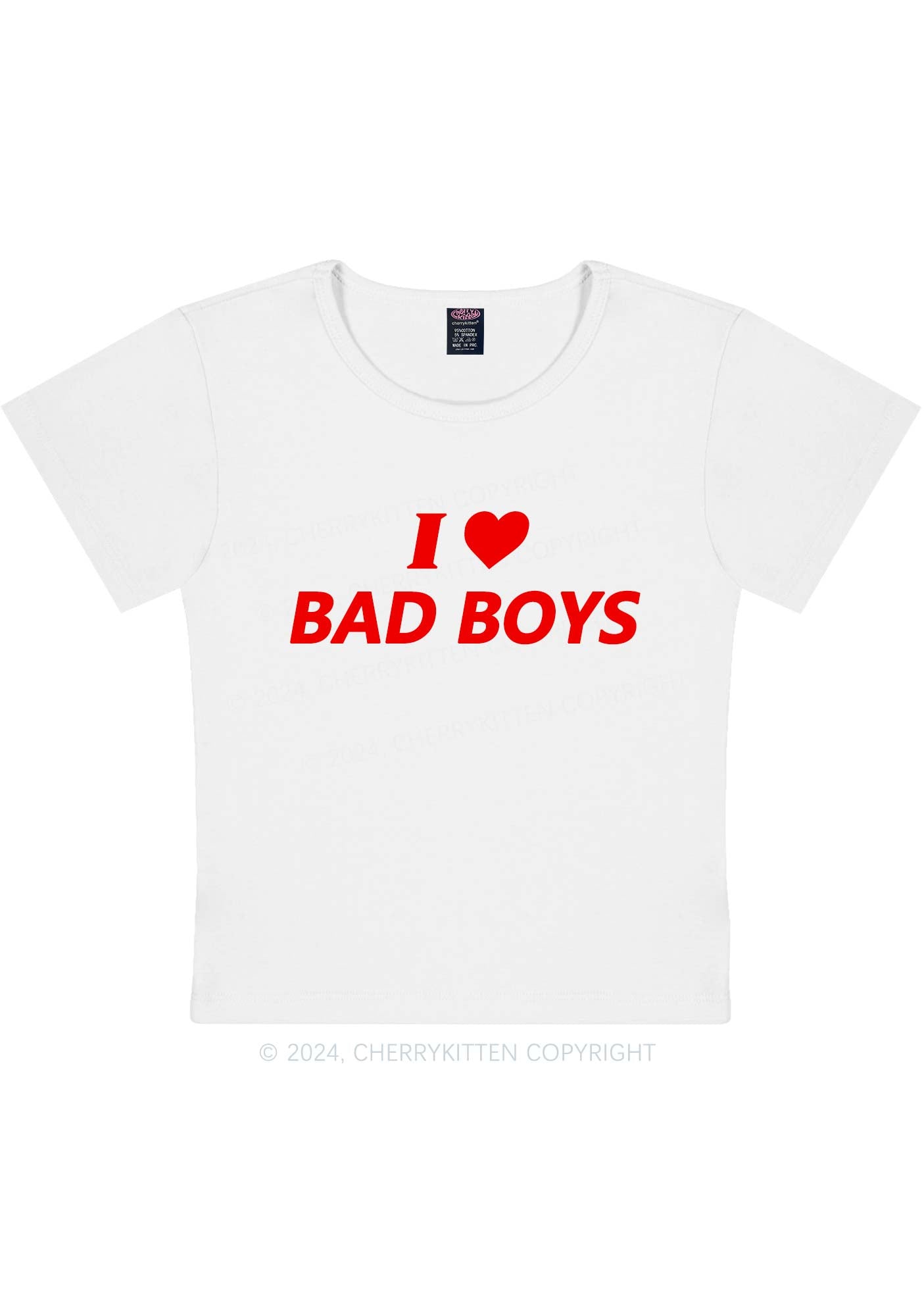 I Love Bad Boys Y2K Baby Tee Cherrykitten